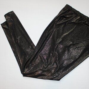 Vintage 90's Black Gold Lame Sparkle Pants 1X XL NWT High Rise Stretch Waist Deb